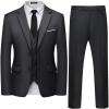 WULFUL Men’s 3 Piece Slim Fit Suit Set Two Button Blazer Jacket Vest Pants Tuxedo Set for Party, Wedding and Business(Dark Grey)