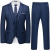 WULFUL Men’s 3 Piece Slim Fit Suit Set Two Button Blazer Jacket Vest Pants Tuxedo Set for Party, Wedding and Business(Navy)