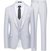 WULFUL Men’s 3 Piece Slim Fit Suit Set Two Button Blazer Jacket Vest Pants Tuxedo Set for Party, Wedding and Business(White)