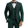 WULFUL Men’s 3 Piece Suits Slim Fit Tuxedo Suit Set Double Breasted Suit Jacket Vest Pants Set for Wedding Prom(Dark Green)