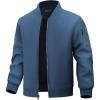 WULFUL Men’s Bomber Jacket Lightweight Casual Windbreaker Zip Up Coat with Pocket(Blue)