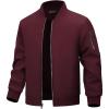 WULFUL Men’s Bomber Jacket Lightweight Casual Windbreaker Zip Up Coat with Pocket(Burgundy)