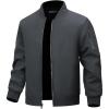 WULFUL Men’s Bomber Jacket Lightweight Casual Windbreaker Zip Up Coat with Pocket(Deep Grey)