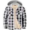 WULFUL Men’s Flannel Plaid Shirts Jacket Fleece Lined Winter Shirts Soft Warm Coat with Hood for Men(Black649)