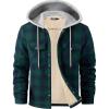 WULFUL Men’s Flannel Plaid Shirts Jacket Fleece Lined Winter Shirts Soft Warm Coat with Hood for Men(Green813)