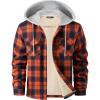WULFUL Men’s Flannel Plaid Shirts Jacket Fleece Lined Winter Shirts Soft Warm Coat with Hood for Men(Navy Yellow566)