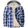 WULFUL Men’s Flannel Plaid Shirts Jacket Fleece Lined Winter Shirts Soft Warm Coat with Hood for Men(Navy768)