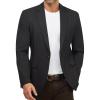 WULFUL Men’s Herringbone Blazer Jacket Lightweight Casual Sport Coat One Button Suit Jackets(Black)