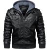 WULFUL Men’s Leather Jackets, Faux Leather Jacket for Men Lapel Zip-Up Slim Fit Coat(Black-022)
