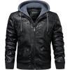 WULFUL Men’s Leather Jackets, Faux Leather Jacket for Men Lapel Zip-Up Slim Fit Coat(Black-025)
