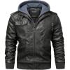 WULFUL Men’s Leather Jackets, Faux Leather Jacket for Men Lapel Zip-Up Slim Fit Coat(Dark Grey-022)