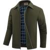 WULFUL Men’s Lightweight Jackets Casual Windbreaker Stylish Light Golf Work Dress Business(Army Green)