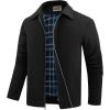 WULFUL Men’s Lightweight Jackets Casual Windbreaker Stylish Light Golf Work Dress Business(Black)