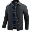 WULFUL Men’s Lightweight Jackets Casual Windbreaker Stylish Light Golf Work Dress Business(Deep Grey)