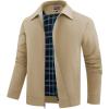 WULFUL Men’s Lightweight Jackets Casual Windbreaker Stylish Light Golf Work Dress Business(Khaki)