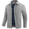 WULFUL Men’s Lightweight Jackets Casual Windbreaker Stylish Light Golf Work Dress Business(Light Grey)