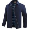WULFUL Men’s Lightweight Jackets Casual Windbreaker Stylish Light Golf Work Dress Business(Navy)