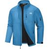 WULFUL Men’s Lightweight Softshell Jacket Warm Fleece Lined Windbreaker Waterproof Rain Jacket for Winter Outdoor Hiking(Blue)