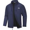WULFUL Men’s Lightweight Softshell Jacket Warm Fleece Lined Windbreaker Waterproof Rain Jacket for Winter Outdoor Hiking(Navy)