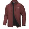 WULFUL Men’s Lightweight Softshell Jacket Warm Fleece Lined Windbreaker Waterproof Rain Jacket for Winter Outdoor Hiking(Wine Red)