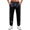 WULFUL Mens Metallic 70s Disco Costume Sequin Party Jogger Pants(Metallic-black)