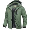WULFUL Men’s Ski Jackets Warm Winter Snow Windbreaker Resistant Snowboard Fleece Coat Mountain Waterproof Parka with Hood(Army Green)
