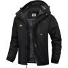 WULFUL Men’s Ski Jackets Warm Winter Snow Windbreaker Resistant Snowboard Fleece Coat Mountain Waterproof Parka with Hood(Black)