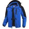 WULFUL Men’s Ski Jackets Warm Winter Snow Windbreaker Resistant Snowboard Fleece Coat Mountain Waterproof Parka with Hood(Black-blue)