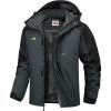 WULFUL Men’s Ski Jackets Warm Winter Snow Windbreaker Resistant Snowboard Fleece Coat Mountain Waterproof Parka with Hood(Black-dark Grey)