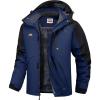 WULFUL Men’s Ski Jackets Warm Winter Snow Windbreaker Resistant Snowboard Fleece Coat Mountain Waterproof Parka with Hood(Black-navy)