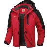 WULFUL Men’s Ski Jackets Warm Winter Snow Windbreaker Resistant Snowboard Fleece Coat Mountain Waterproof Parka with Hood(Black-red)