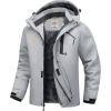 WULFUL Men’s Ski Jackets Warm Winter Snow Windbreaker Resistant Snowboard Fleece Coat Mountain Waterproof Parka with Hood(Gray)