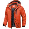 WULFUL Men’s Ski Jackets Warm Winter Snow Windbreaker Resistant Snowboard Fleece Coat Mountain Waterproof Parka with Hood(Orange)