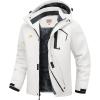 WULFUL Men’s Ski Jackets Warm Winter Snow Windbreaker Resistant Snowboard Fleece Coat Mountain Waterproof Parka with Hood(White)