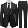 WULFUL Men’s Slim Fit 3 Piece Suit, One Button Solid Blazer Business Party Jacket Vest Pants Set(Black)