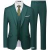 WULFUL Men’s Slim Fit 3 Piece Suits Two Button Blazer Vest & Pants Tuxedo Set for Business Wedding Party(Blackish Green)