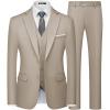 WULFUL Men’s Slim Fit 3 Piece Suits Two Button Blazer Vest & Pants Tuxedo Set for Business Wedding Party(Champagne)