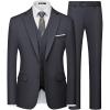 WULFUL Men’s Slim Fit 3 Piece Suits Two Button Blazer Vest & Pants Tuxedo Set for Business Wedding Party(Dark Grey)