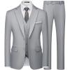 WULFUL Men’s Slim Fit 3 Piece Suits Two Button Blazer Vest & Pants Tuxedo Set for Business Wedding Party(Light Gray)