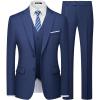 WULFUL Men’s Slim Fit 3 Piece Suits Two Button Blazer Vest & Pants Tuxedo Set for Business Wedding Party(Navy)