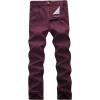 WULFUL Men’s Slim Fit Skinny Stretch Comfy Jeans Denim Pants(Dark Red01)