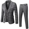 WULFUL Men’s Slim Fit Suit One Button 3-Piece Blazer Dress Business Wedding Party Jacket Vest & Pant(Black-056)