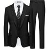WULFUL Men’s Slim Fit Suit One Button 3-Piece Blazer Dress Business Wedding Party Jacket Vest & Pant(Brilliant Black)