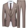 WULFUL Men’s Slim Fit Suit One Button 3-Piece Blazer Dress Business Wedding Party Jacket Vest & Pant(Coffee-055)