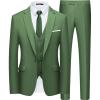 WULFUL Men’s Slim Fit Suit One Button 3-Piece Blazer Dress Business Wedding Party Jacket Vest & Pant(Sage Green)