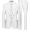 WULFUL Men’s Slim Fit Suit One Button 3-Piece Blazer Dress Business Wedding Party Jacket Vest & Pant(White)