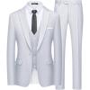 WULFUL Men’s Slim Fit Suit One Button 3-Piece Blazer Dress Business Wedding Party Jacket Vest & Pant(White-0127)