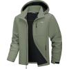 WULFUL Men’s Softshell Jacket Waterproof Lightweight Insulated Windbreaker Fleece Lined Rain Shell Jacket for Hiking Travel(Army Green)