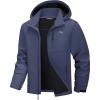 WULFUL Men’s Softshell Jacket Waterproof Lightweight Insulated Windbreaker Fleece Lined Rain Shell Jacket for Hiking Travel(Navy)