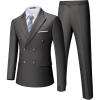 WULFUL Men’s Suits Slim Fit 2 Piece Double Breasted Suit Men Tuxedo Blazer Jacket and Dress Pants Set for Business Wedding(Dark Grey)